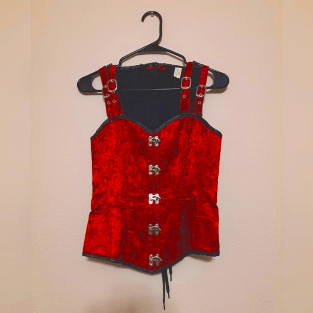 Red and Black Brocade Corset
